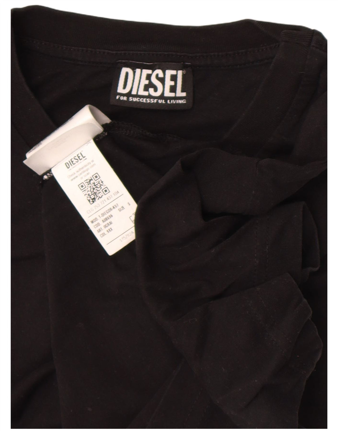 Diesel Camiseta masculina gráfica Top pequeno algodão preto