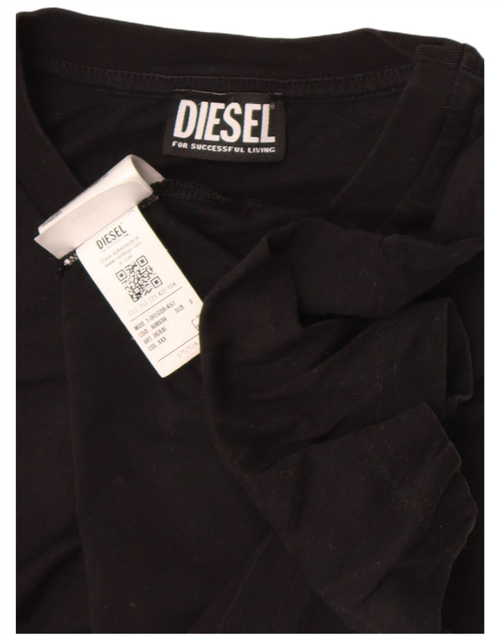 Diesel Camiseta masculina gráfica Top pequeno algodão preto
