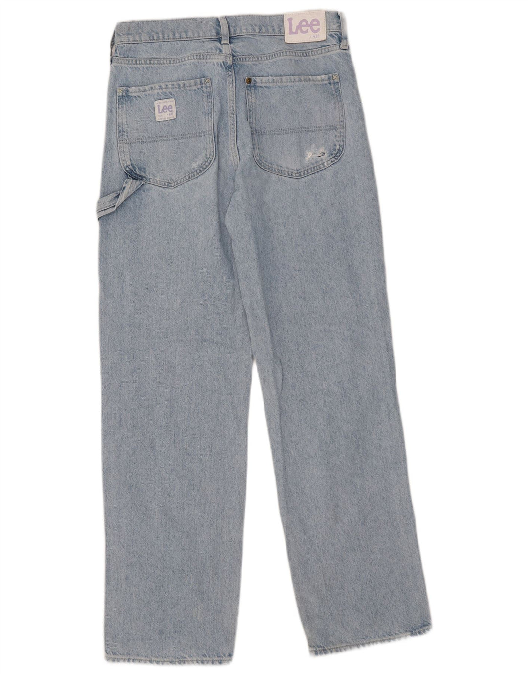 Calça jeans reta feminina Lee desgastada UE 36 pequena W30 L30 algodão azul