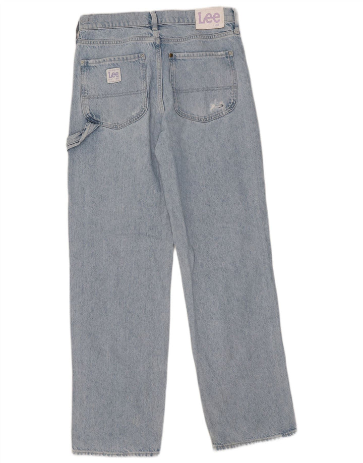 Calça jeans reta feminina Lee desgastada UE 36 pequena W30 L30 algodão azul