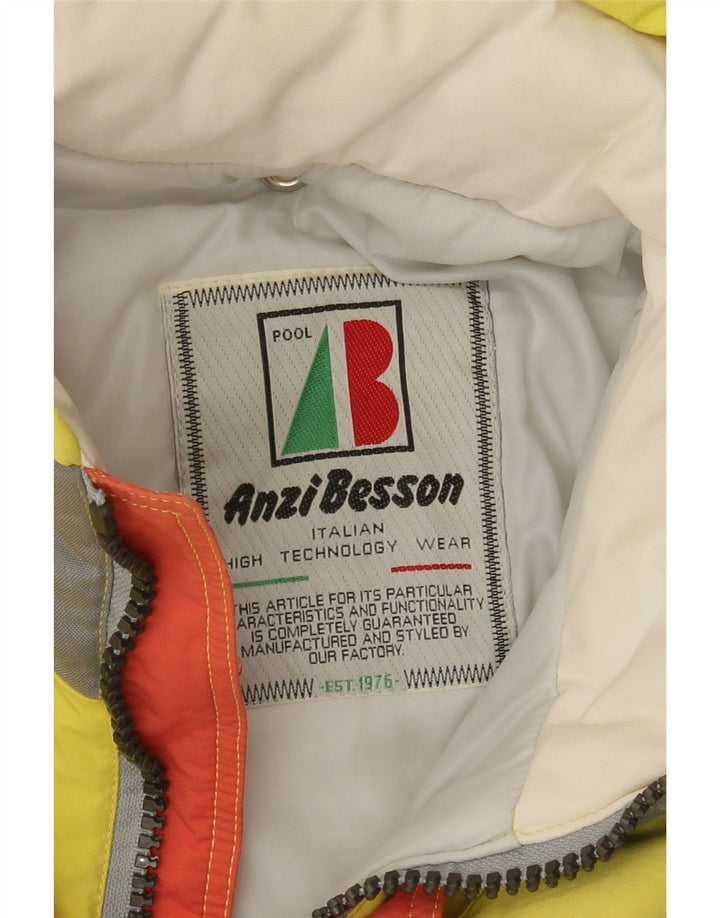 Jaqueta de esqui masculina com capuz gráfico Anzi Besson Reino Unido 38 bloco colorido amarelo médio