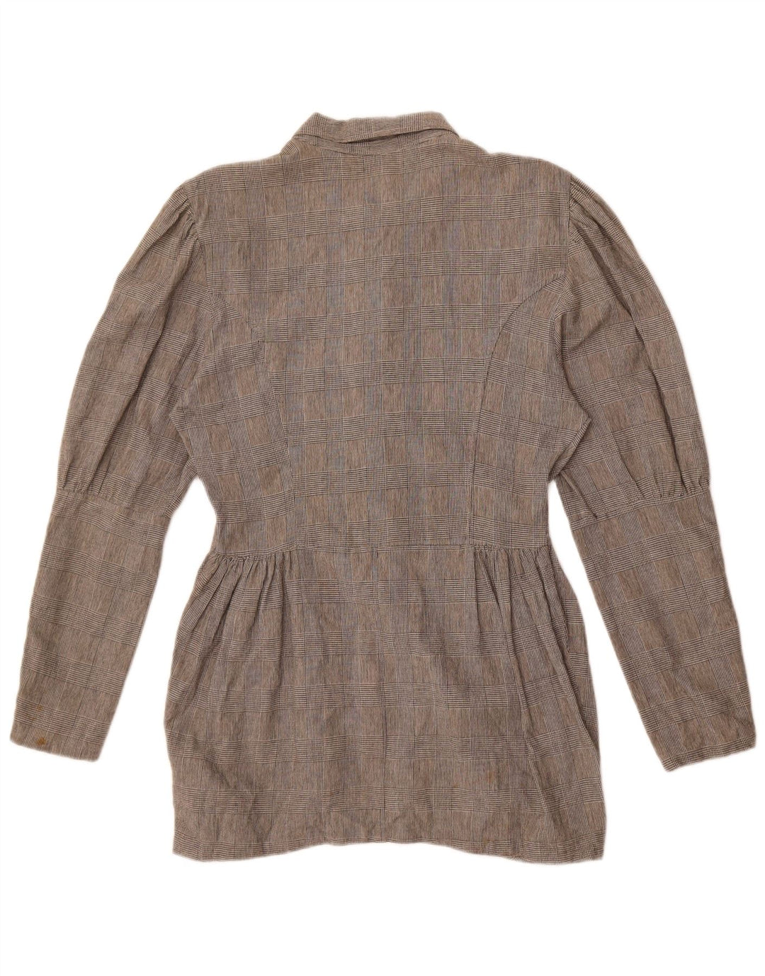 Blusa feminina Benetton IT 46 grande algodão xadrez cinza