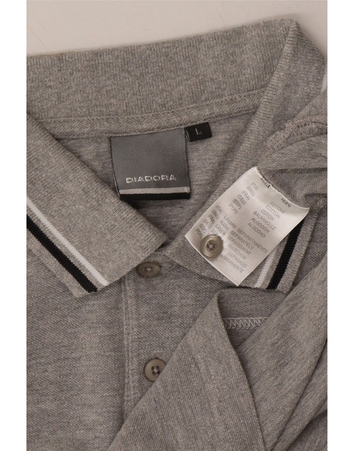 DIADORA Mens Polo Shirt Large Grey Cotton Vintage Diadora and Second-Hand Diadora from Messina Hembry 