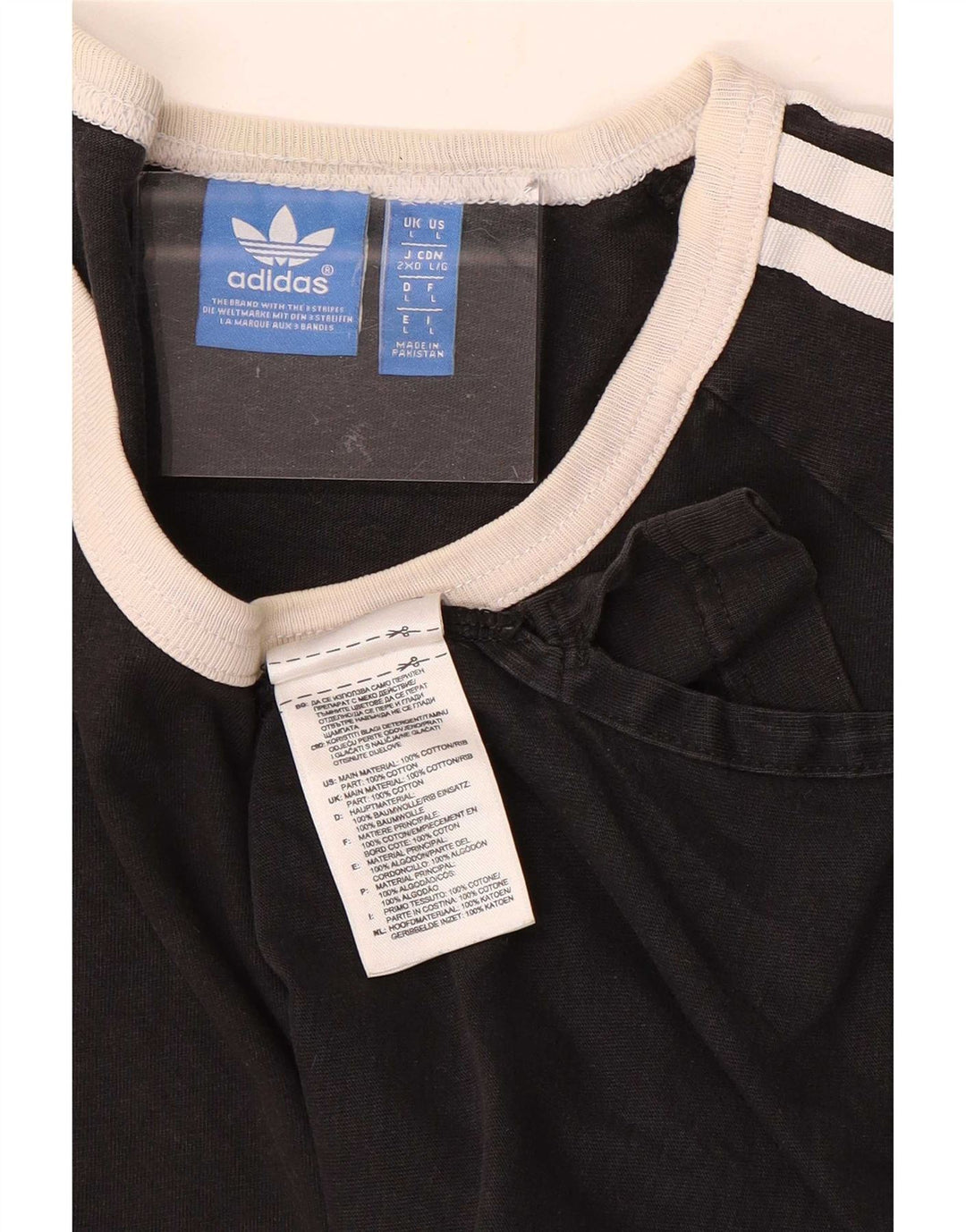 Adidas Mens Top Manga Longa Grande Algodão Colorblock Preto
