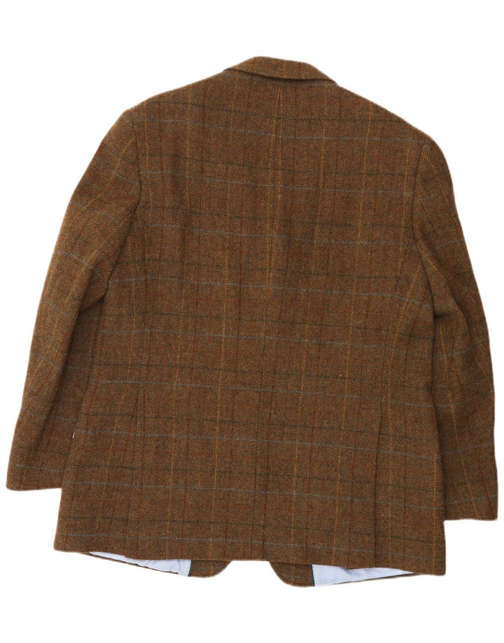 Jaqueta blazer masculina de 2 botões Marks & Spencer Reino Unido 48 2XL lã xadrez marrom