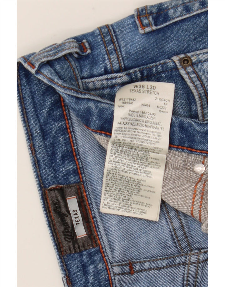 Wrangler Masculino Texas Stretch Straight Jeans W36 L30 Azul Algodão