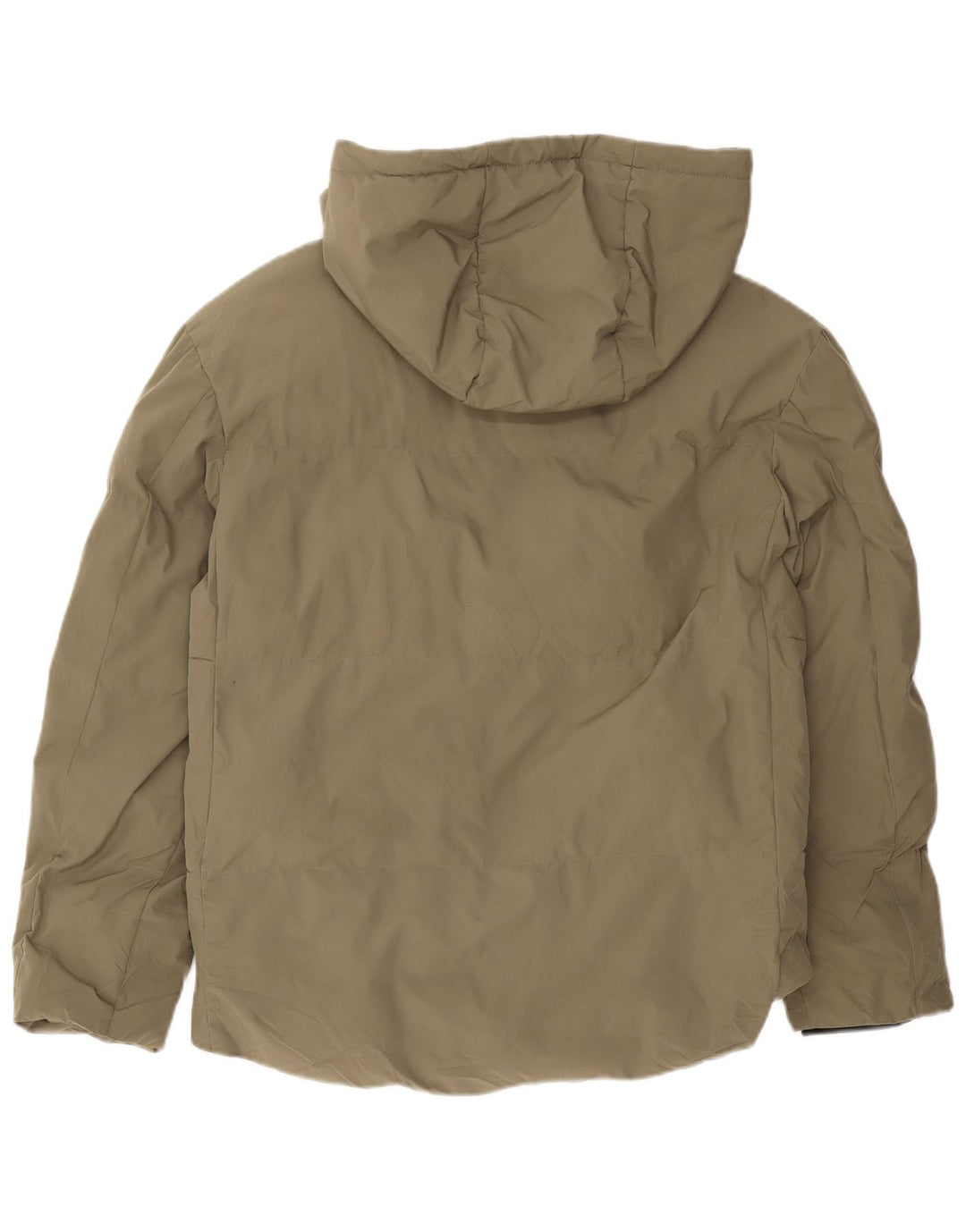 Jaqueta acolchoada com capuz masculina Zara UK 38 Poliéster cáqui médio