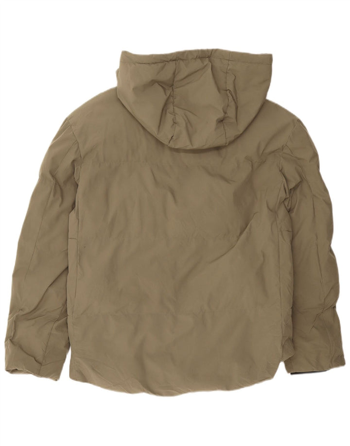Jaqueta acolchoada com capuz masculina Zara UK 38 Poliéster cáqui médio