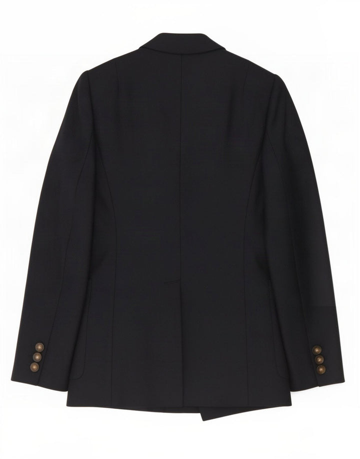 Jaqueta blazer feminina Reiss Double Breasted Reino Unido 8 pequena lã azul marinho