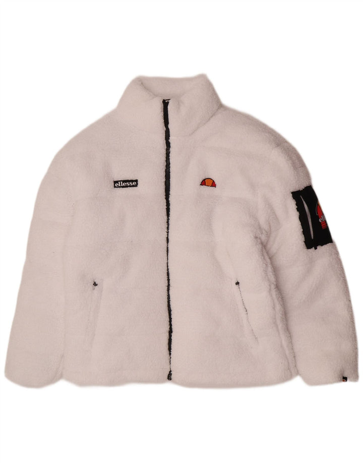 Jaqueta acolchoada de lã feminina Ellesse UK 14 esportes grandes de poliéster branco