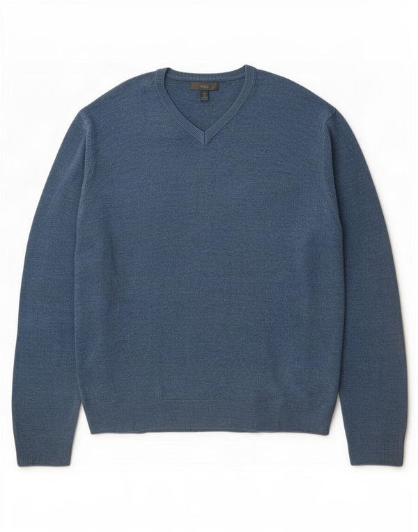 Suéter masculino Marks & Spencer com decote em V 3XL azul acrílico
