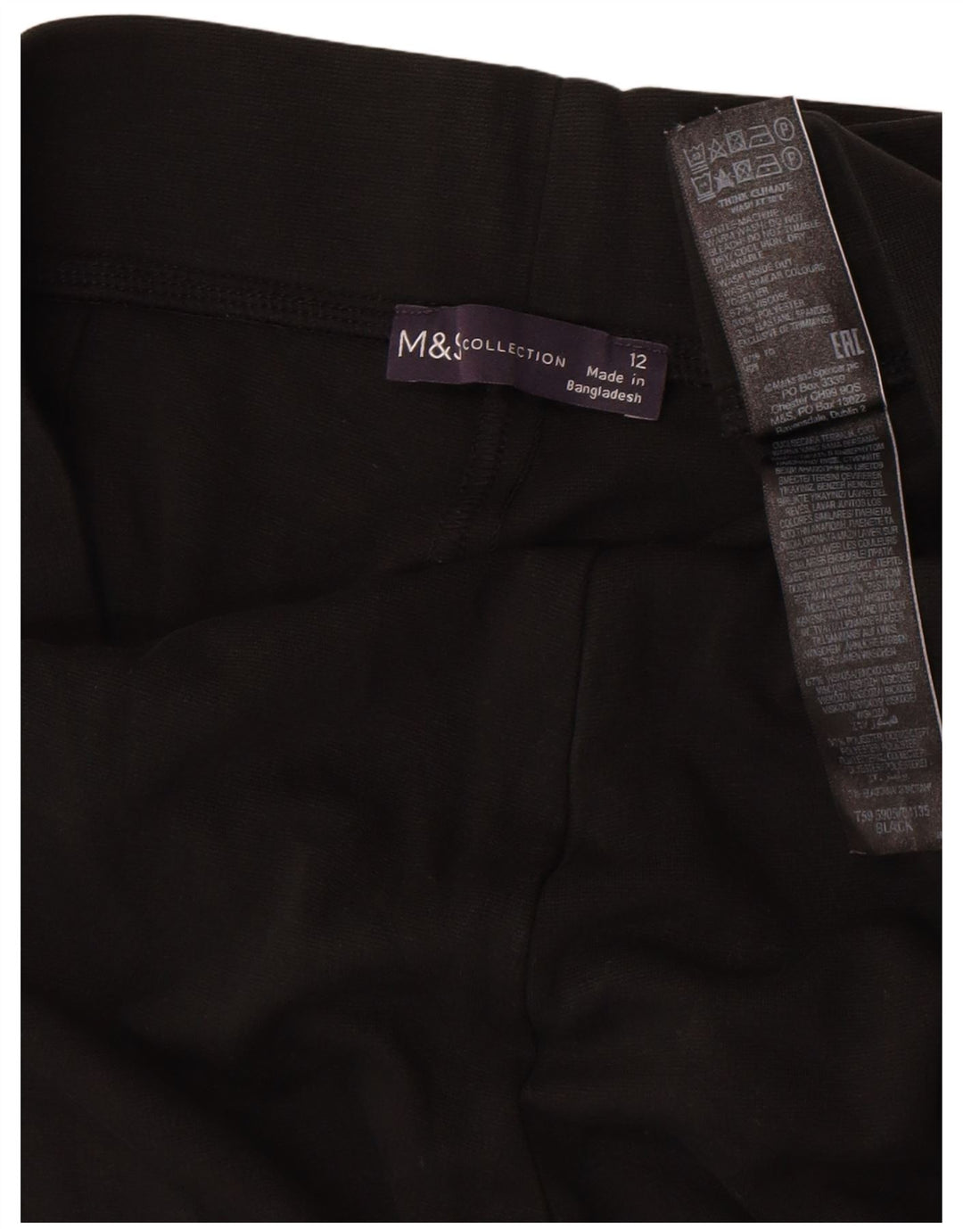 Leggings femininos Marks & Spencer Reino Unido 12 viscose preta média