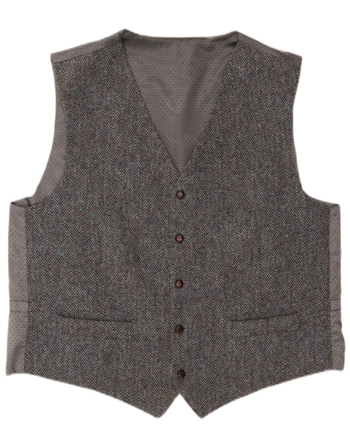 Colete masculino Harris Tweed 2XL cinza lã nova