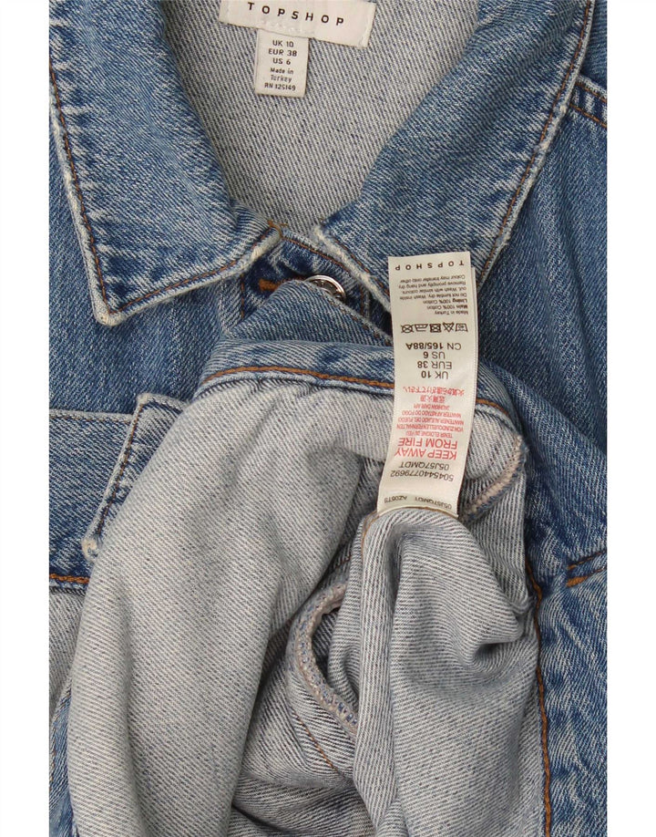 Jaqueta jeans feminina superdimensionada Topshop Reino Unido 10 algodão azul pequeno