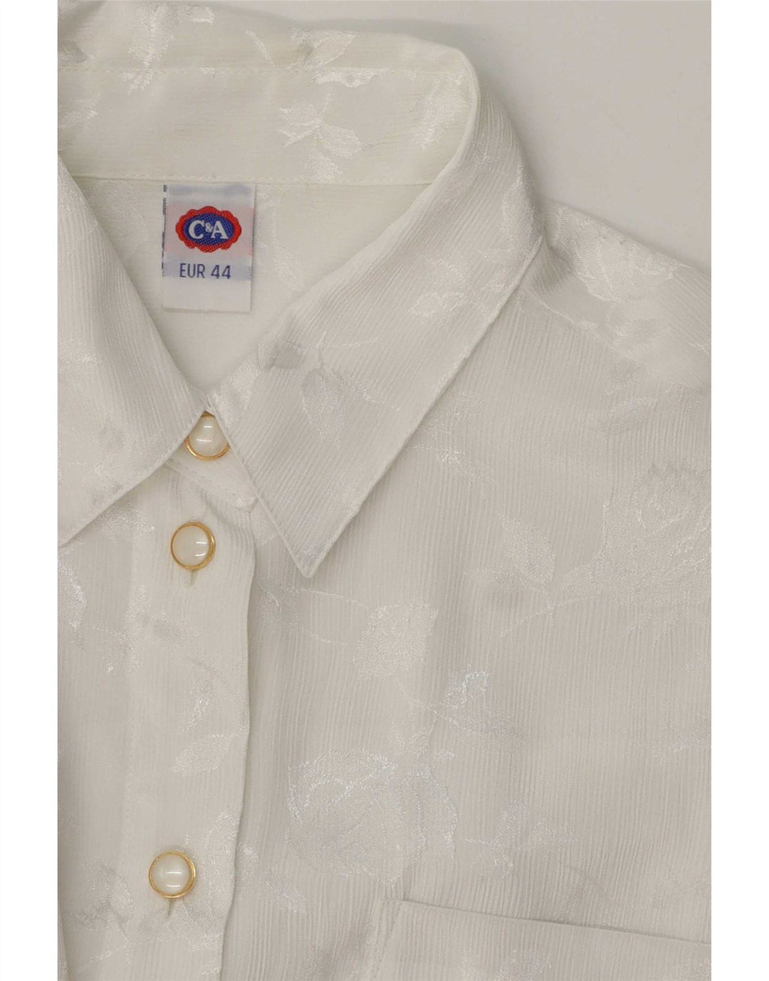 Blusa camisa feminina C&A EU 44 XL branco floral poliéster