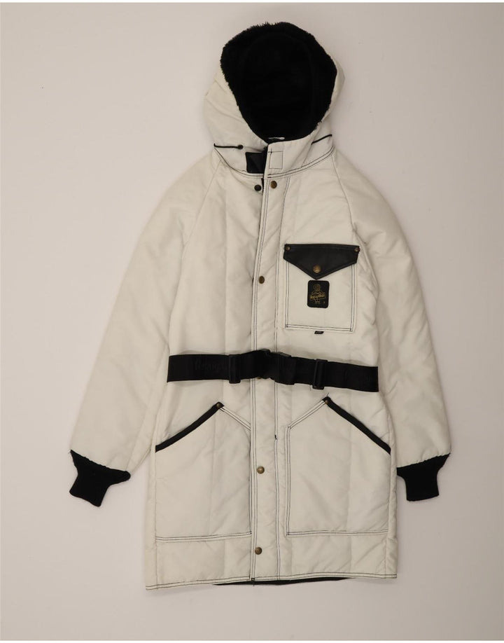 Refrigiwear Casaco acolchoado feminino Cruzcampo UK 14 Medium Off White Colourblock