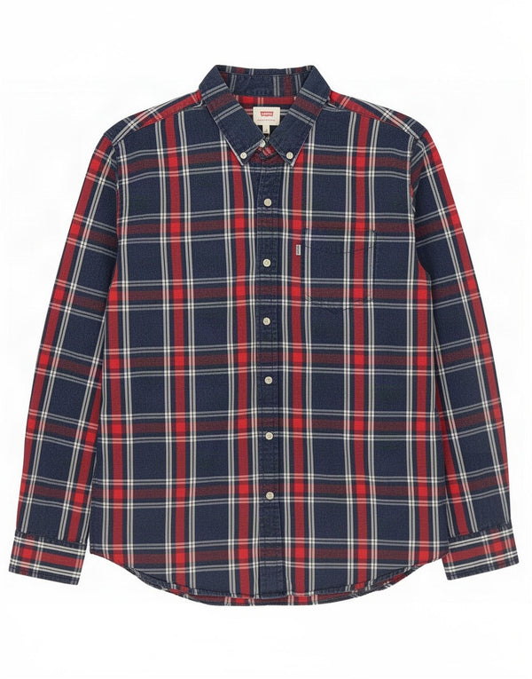 Camisa masculina Levi's grande xadrez azul marinho de algodão