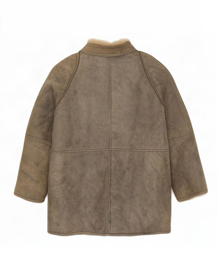 Jaqueta feminina vintage de shearling IT 46 grande cinza