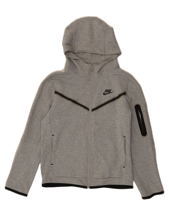 NIKE Boys Zip Hoodie Sweater 12-13 Years Large Grey Cotton Vintage Nike and Second-Hand Nike from Messina Hembry 