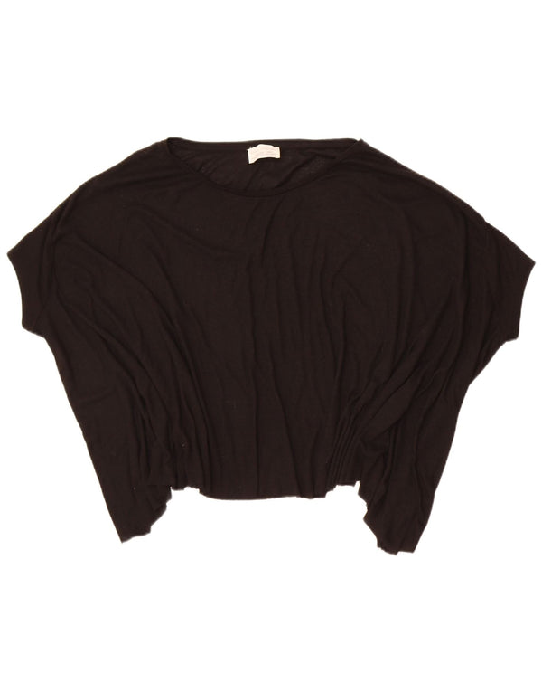 Blusa feminina Zara Batwing oversized Top UK 10 pequeno poliéster preto