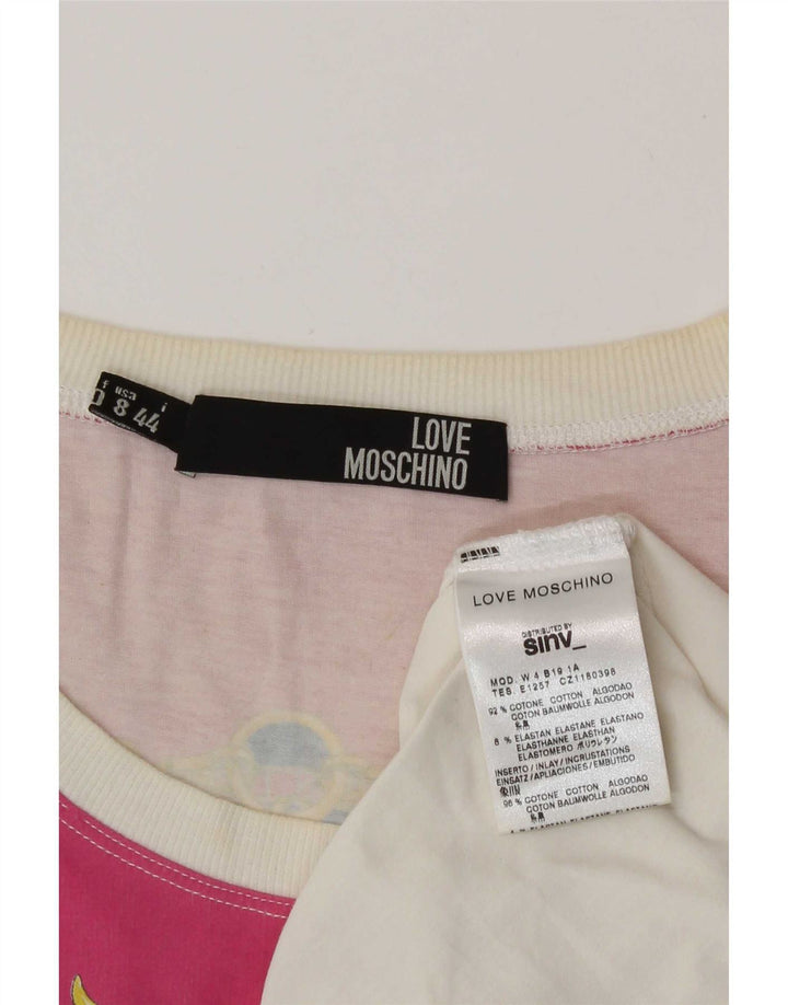Moschino Camiseta feminina com estampa abstrata gráfica Top IT 44 Branco Médio