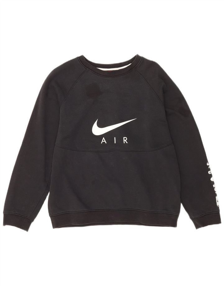 NIKE Boys Graphic Sweatshirt Jumper 13-14 Anos XL Preto Algodão