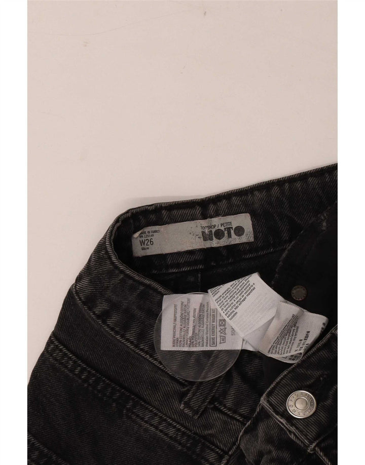 Shorts jeans feminino Topshop W26 pequeno algodão preto