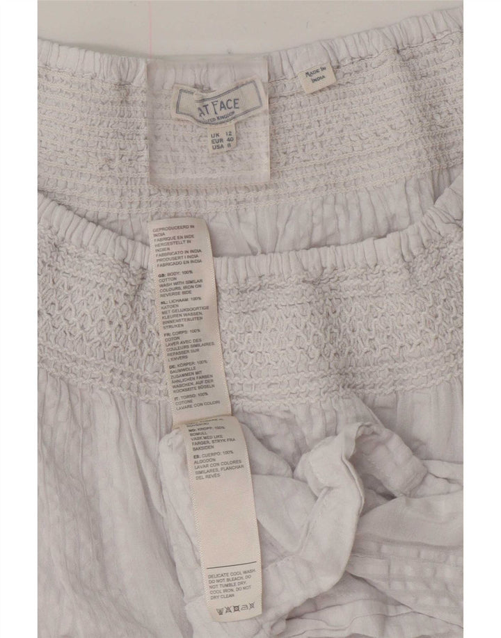 Blusa feminina grande de manga 3/4 Fat Face UK 12 algodão branco médio