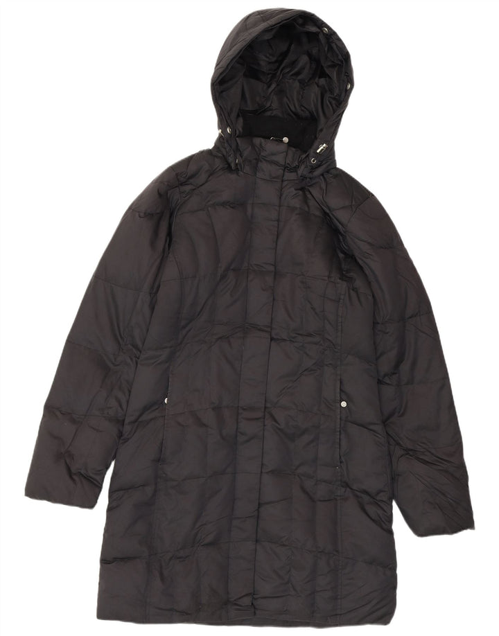 Casaco feminino EDDIE BAUER acolchoado com capuz grande UK 6 XS poliéster preto
