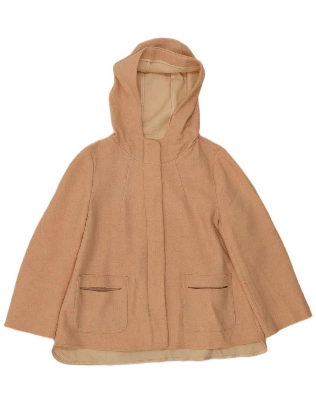 Zara Casaco feminino com capuz UK 18 XL lã bege