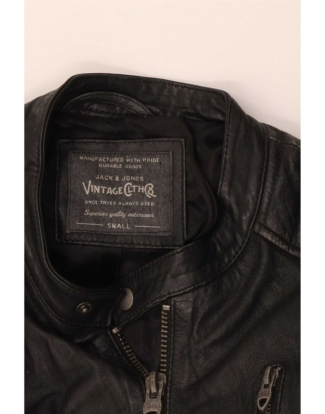 Jaqueta masculina de couro Racer Jack & Jones Reino Unido 36 pequena preta