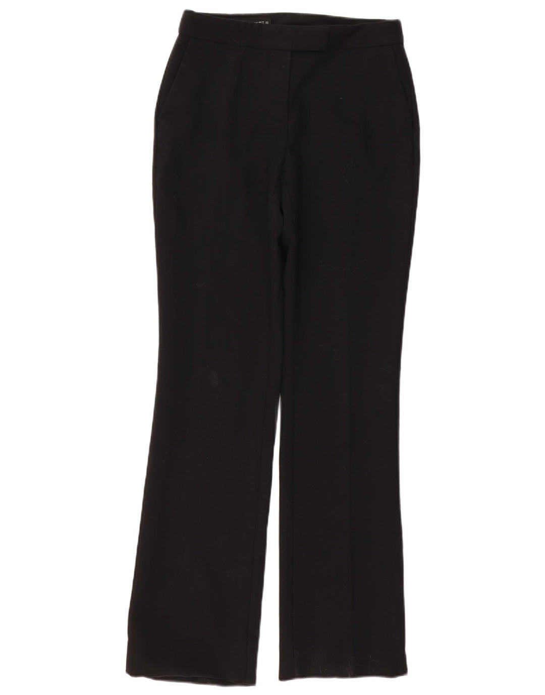 Calça feminina ZARA de terno reto pequeno W27 L33 poliéster preto