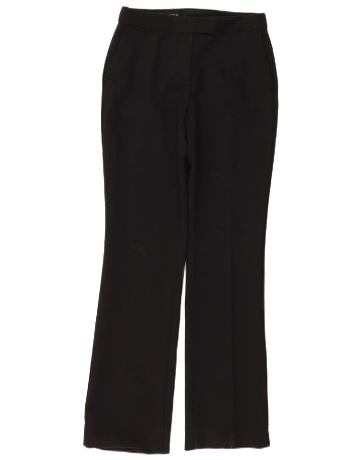 Calça feminina ZARA de terno reto pequeno W27 L33 poliéster preto