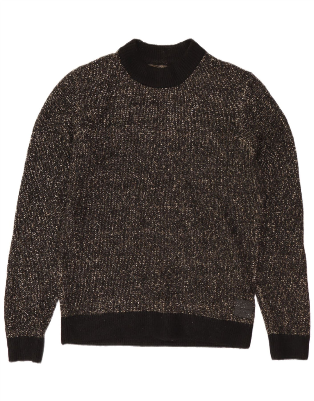 Suéter masculino JACK & JONES com gola redonda, poliéster manchado preto médio