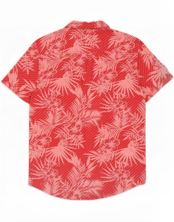 Camisa masculina havaiana de manga curta Superdry grande algodão floral vermelho