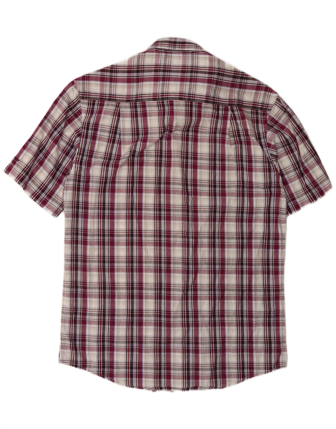 Camisa masculina de manga curta James Pringle, pequena, roxa, xadrez, algodão