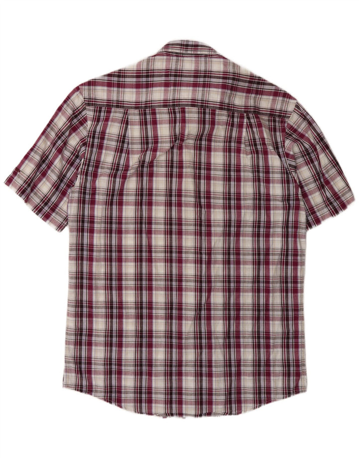 Camisa masculina de manga curta James Pringle, pequena, roxa, xadrez, algodão