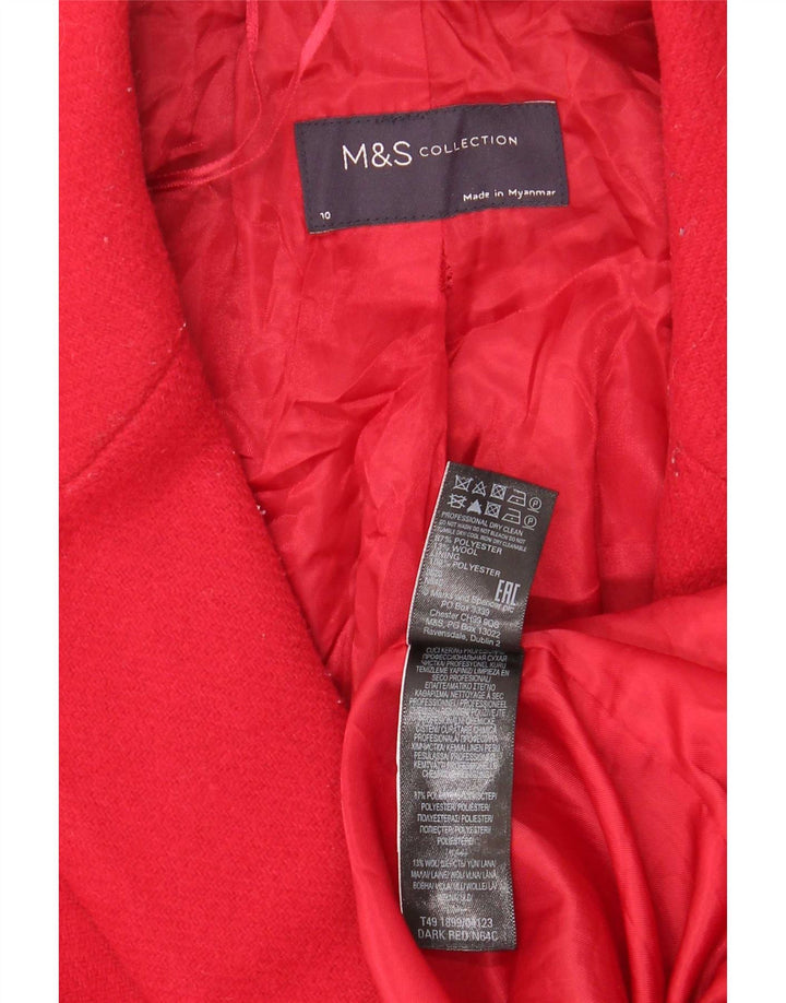 Casaco feminino oversized com peito duplo Marks & Spencer Reino Unido 10 pequeno vermelho