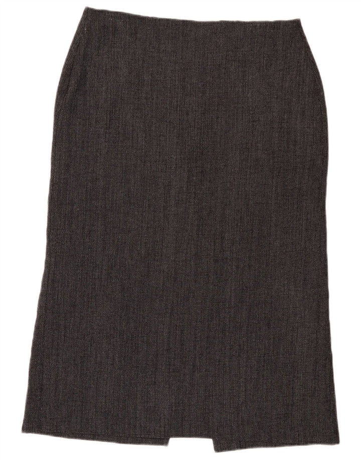 Saia midi reta feminina Marks & Spencer Reino Unido 14 grande W32 cinza