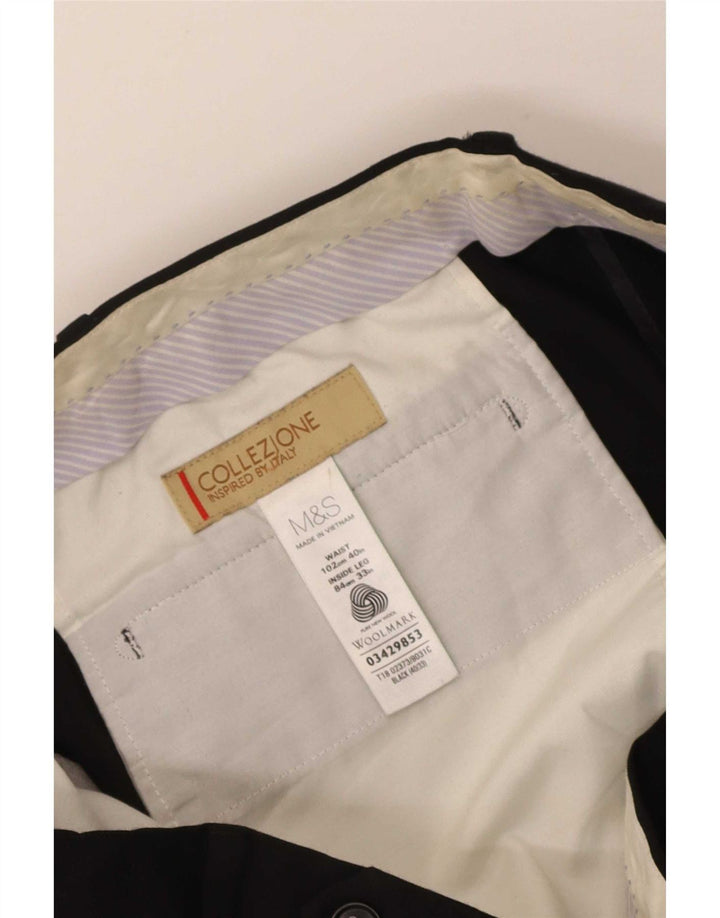 Calça feminina Marks & Spencer W40 L33 lã preta