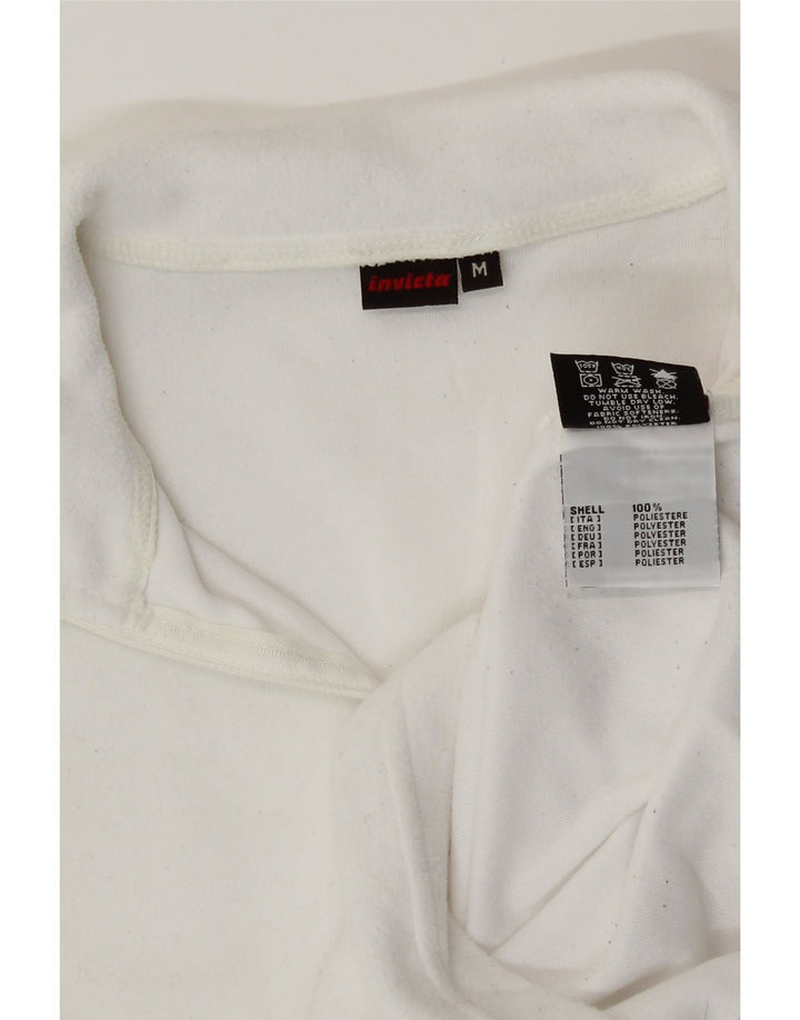 Suéter de lã feminino Invicta com zíper e gola UK 14 poliéster branco médio