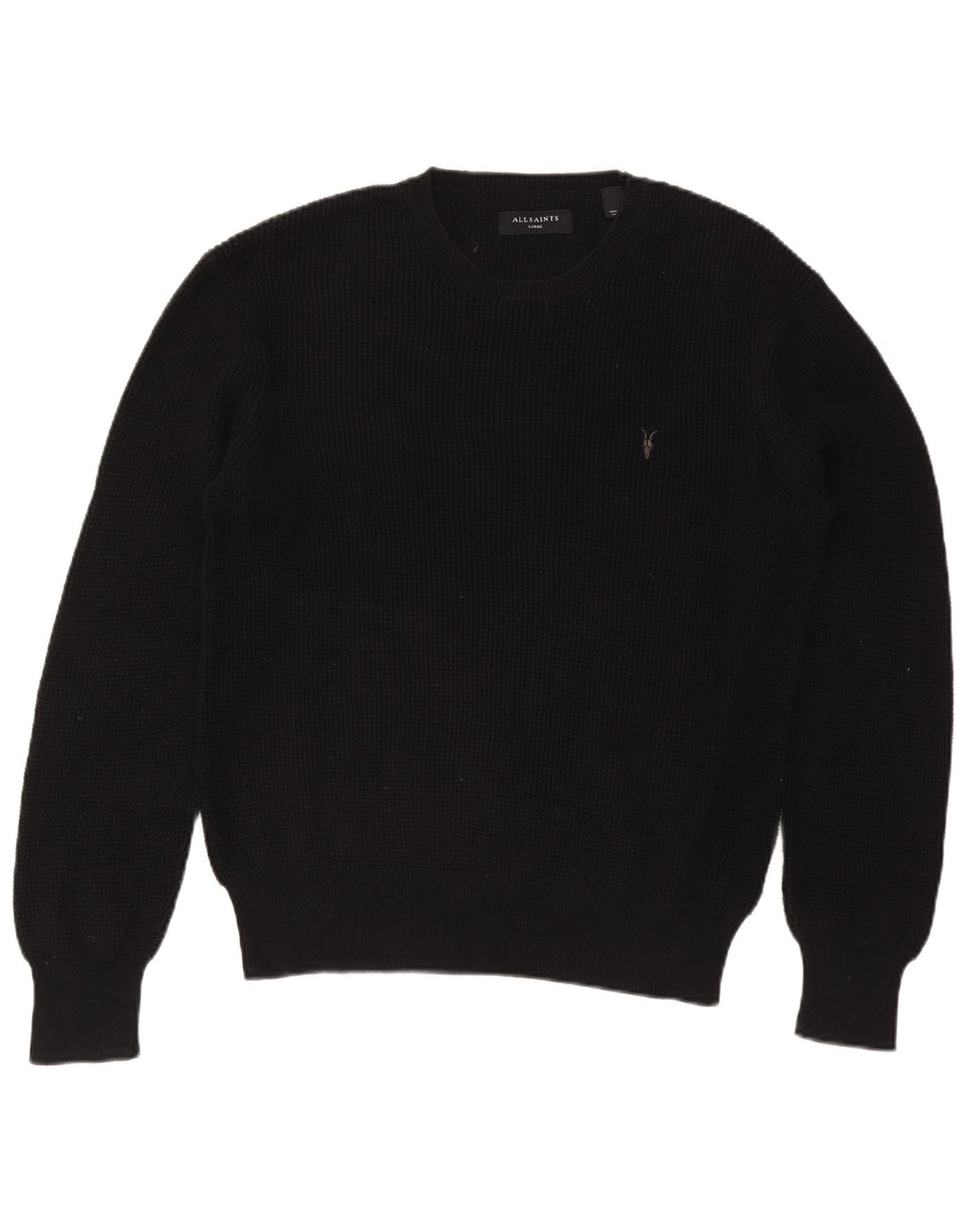 Suéter masculino All Saints com gola redonda, grande algodão preto