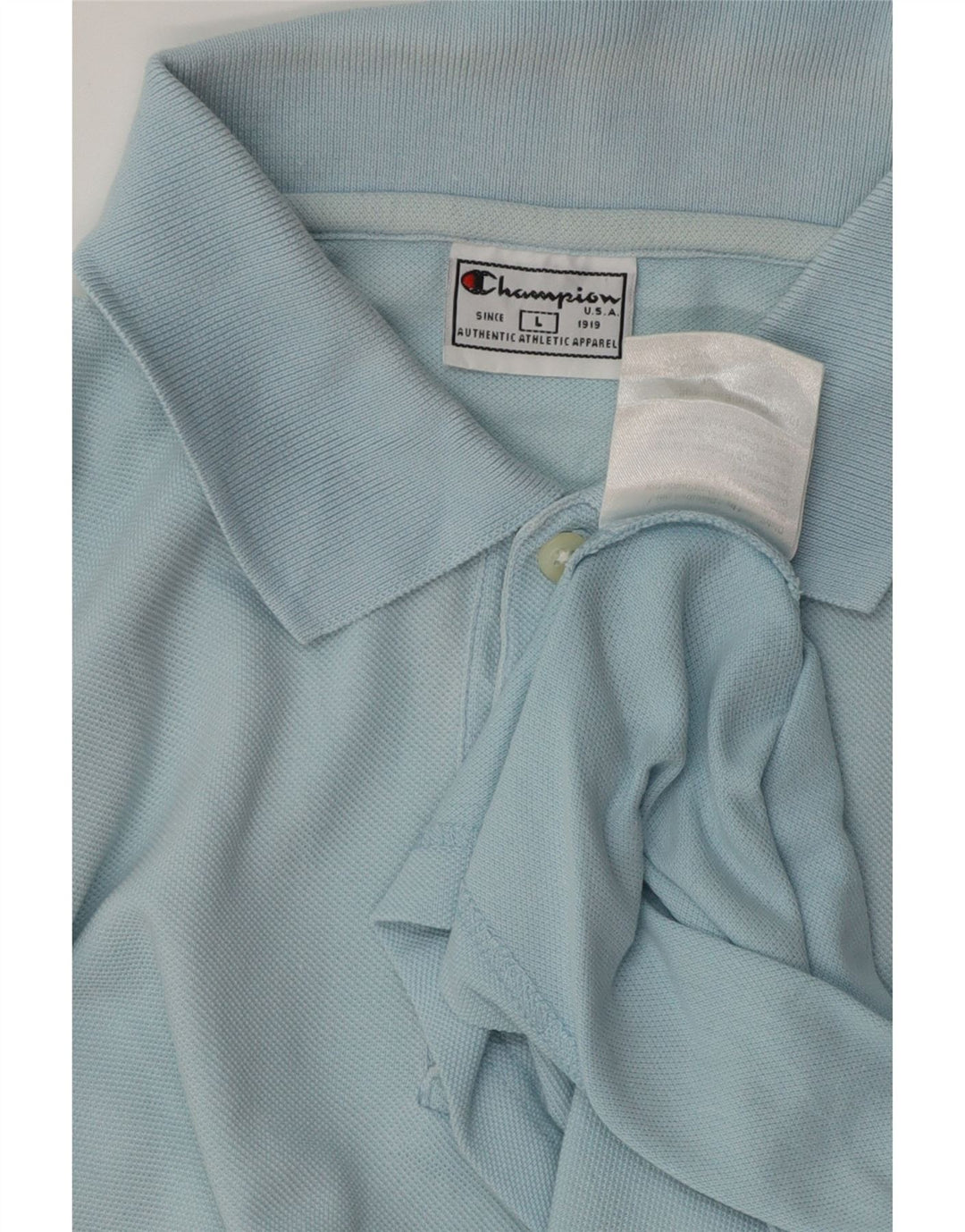 CHAMPION Mens Polo Shirt Large Blue Cotton Vintage Champion and Second-Hand Champion from Messina Hembry 