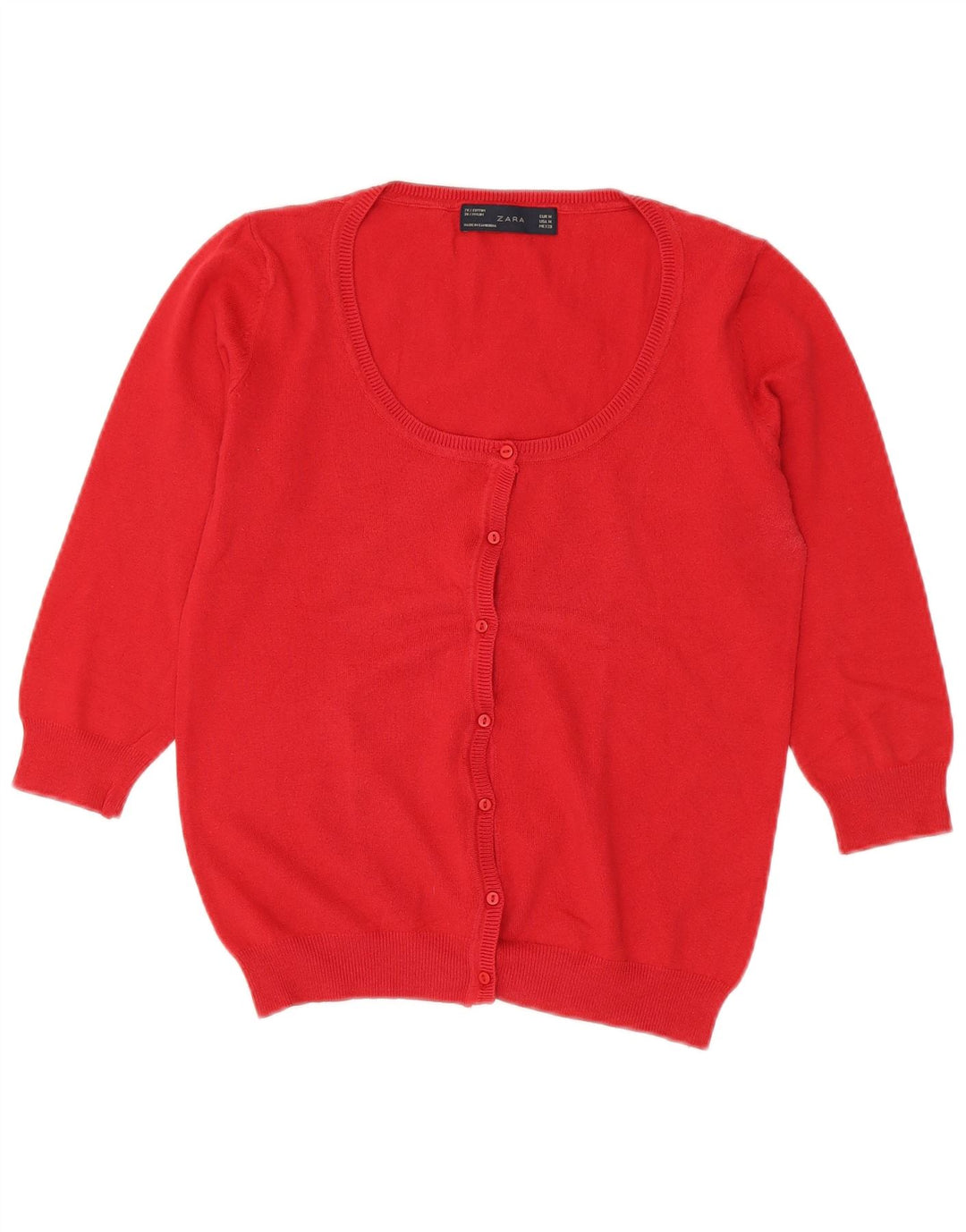Suéter cardigã feminino Zara manga 3/4 UK 12 vermelho médio