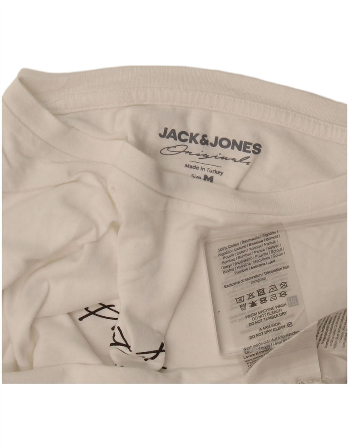 Jack & Jones Camiseta masculina gráfica de manga comprida de algodão branco médio