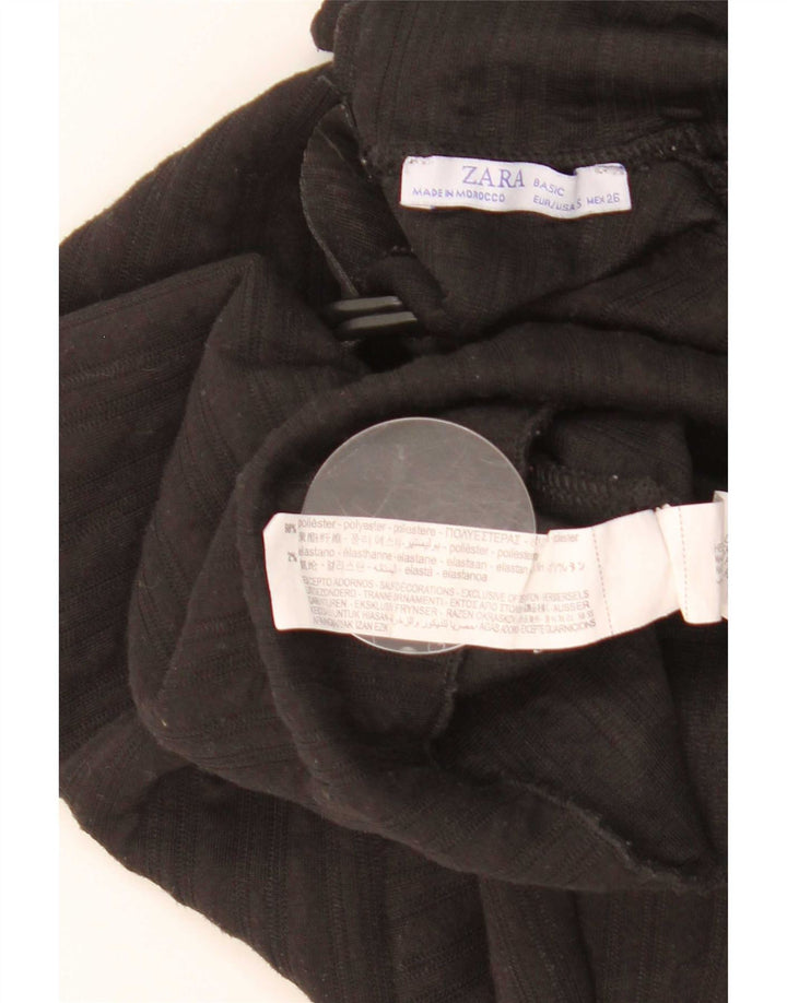 Zara blusa feminina oversized com gravata frontal e manga comprida Reino Unido 10 pequena preta