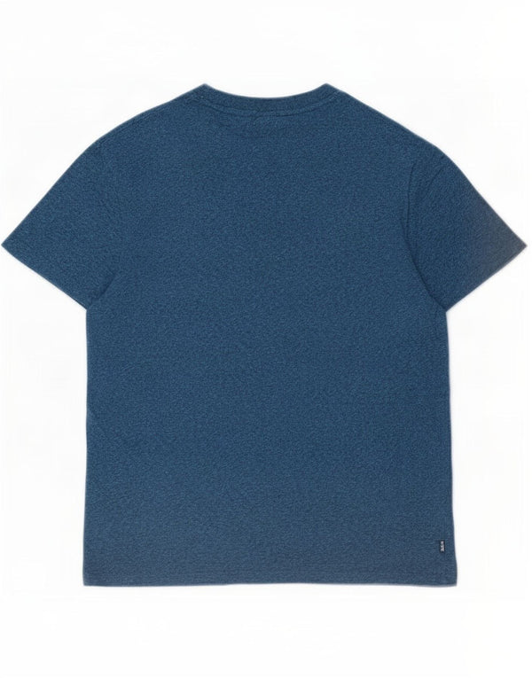 Camiseta masculina Superdry Top grande algodão manchado azul