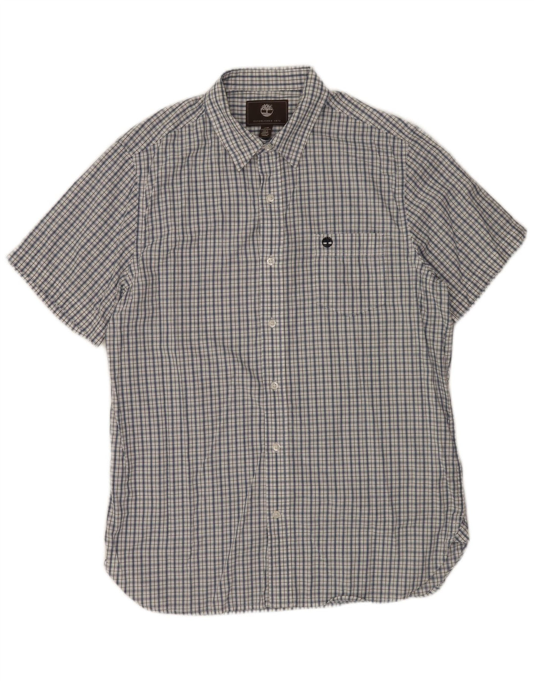 Camisa masculina de manga curta Regular Fit TIMBERLAND média xadrez azul marinho