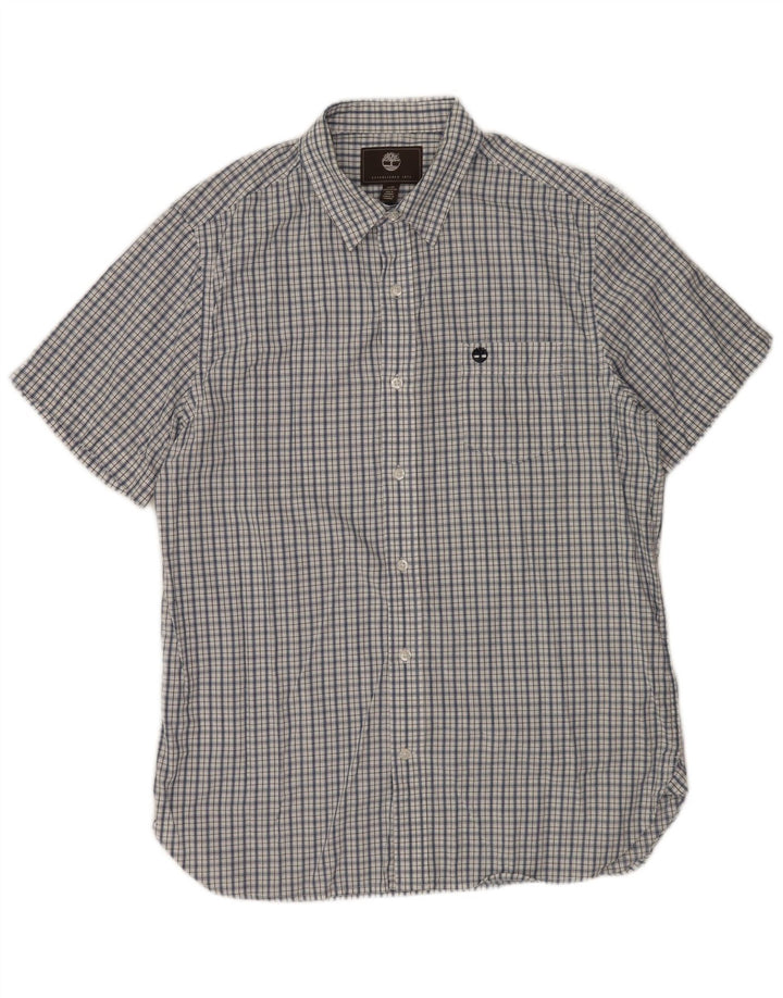 Camisa masculina de manga curta Regular Fit TIMBERLAND média xadrez azul marinho