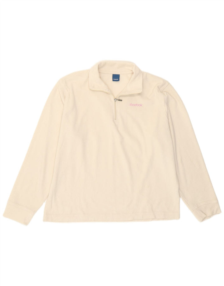 Suéter Reebok Feminino Zip Neck Fleece UK 18 XL Branco Poliéster